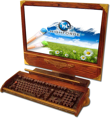Wooden Old Timey iMac with Highforge Logo